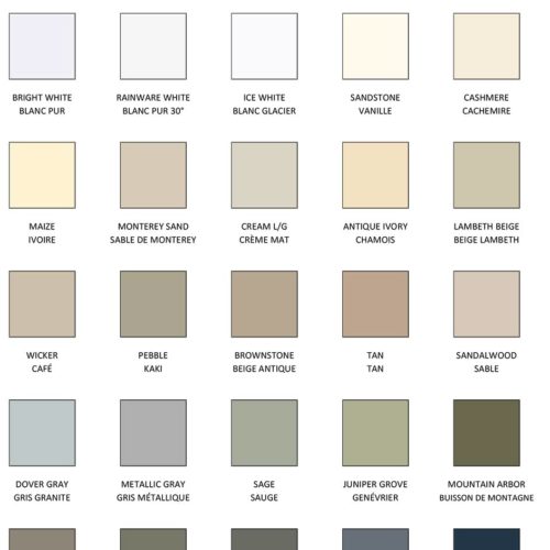 Charte des couleurs aluminium Arcan Aluminium