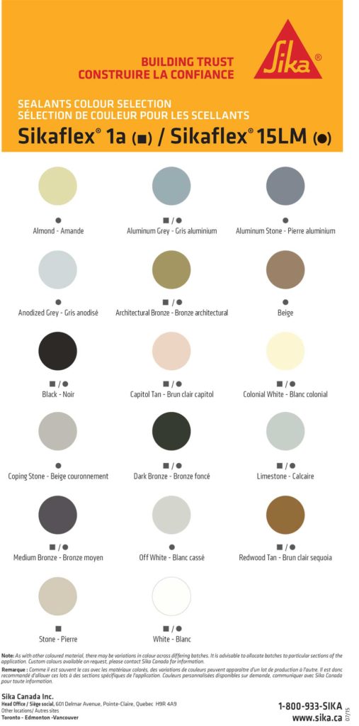 Tremco Sealant Color Chart