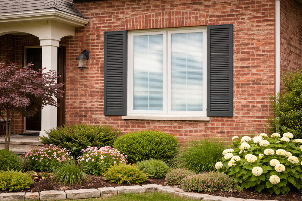 Aluminum Shutters on House in Grey